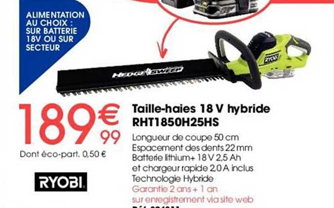 taille-haies 18v hybride rht1850h25hs ryobi
