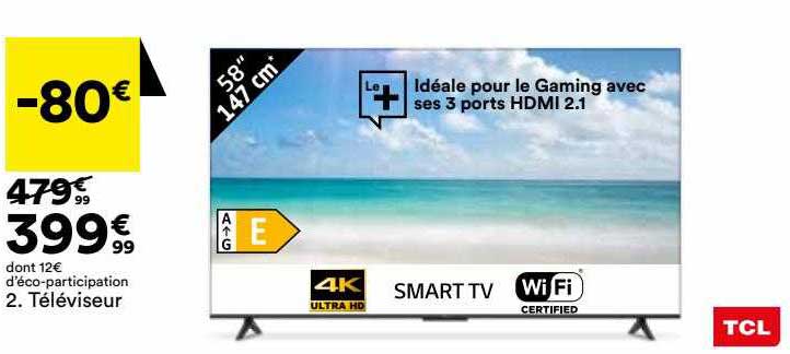 Téléviseur 58" 147 Cm Tcl