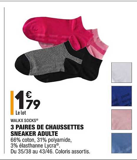 3 paires de chaussettes sneaker adulte walkx socks