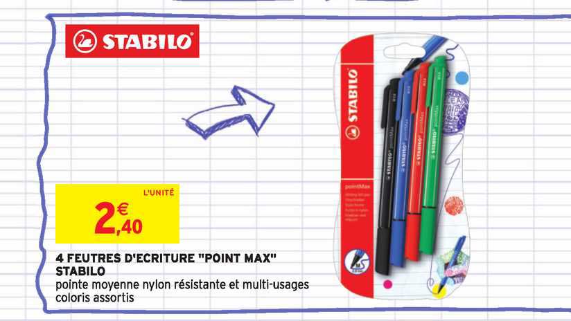 4 feutres d ecrituture point max stabilo