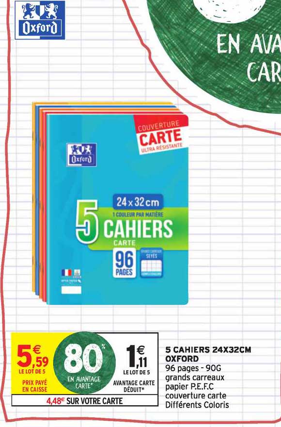 5 cahiers 24x32 cm oxford