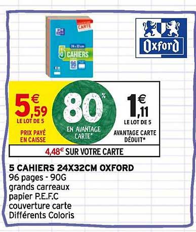 5 cahiers 24x32 cm oxford