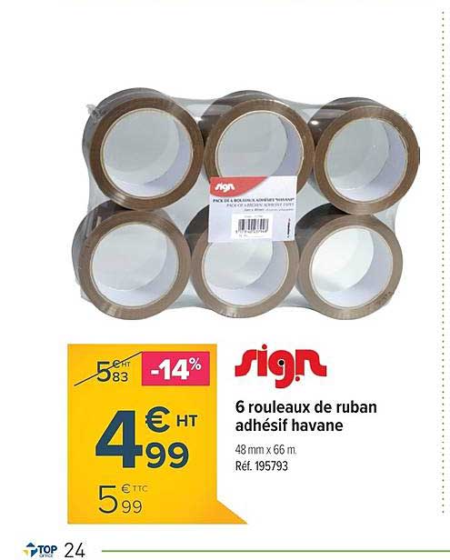 6 rouleaux de ruban adhésif havane sign