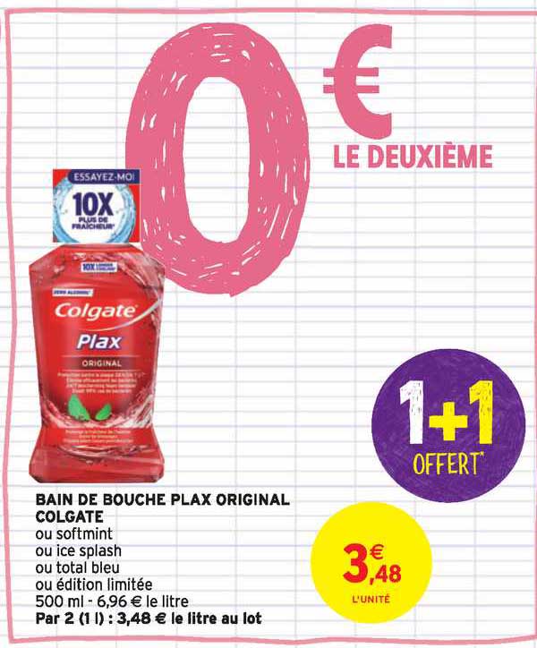 Bain De Bouche Plax Original Colgate 1+1 Offert