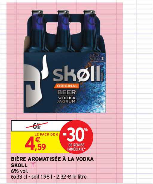 bière aromatisée à la vodka skoll -30% de remise immédiate