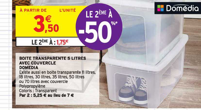 Boite Transparente 5 Litres Avec Couvercle Domedia Le 2e à -50%