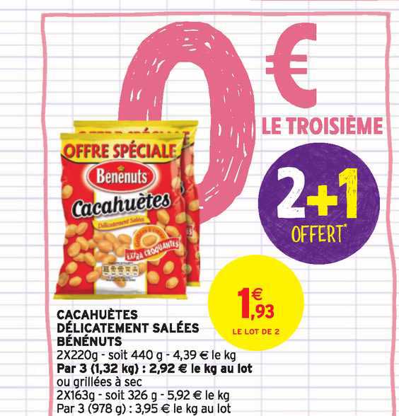 Cacahuètes Délicatement Salées Bénénuts 2+1 Offert