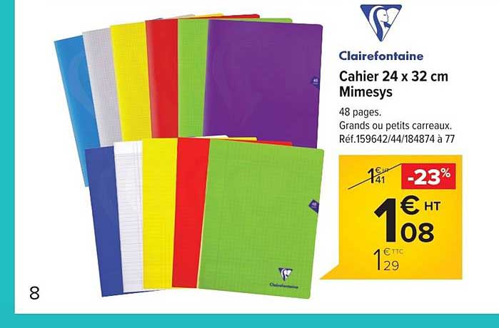 cahier  24x32 cm mimesys clairefontaine