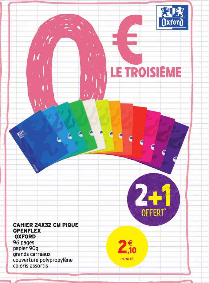 cahier 24x32 cm piqué openflex oxford 2+1 offert