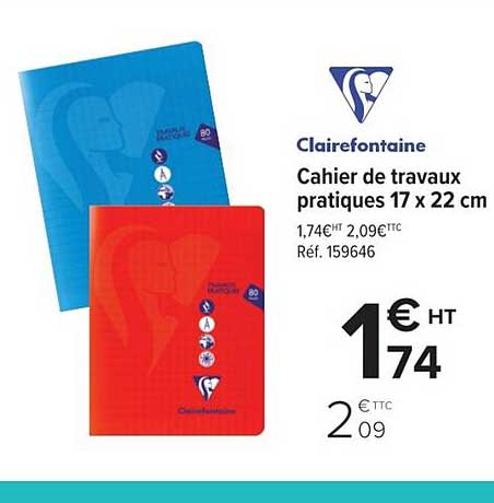cahier de travaux pratiques 17x22 cm clairefontaine