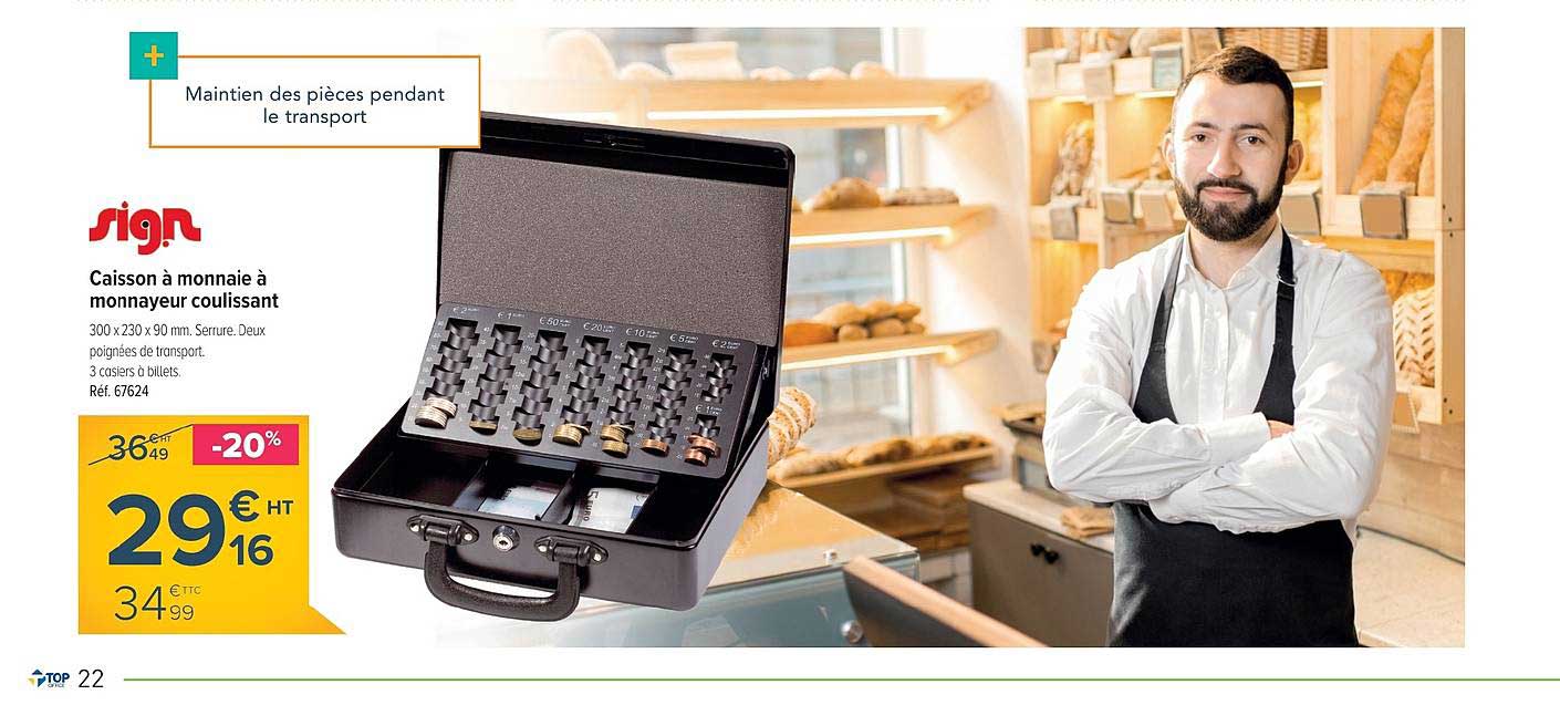 caisson à monnaie à monnayeur coulissant sign