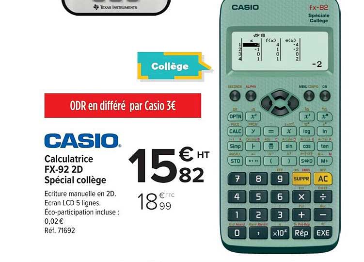 Calculatrice Fx92 2d Spécial Collège Casio
