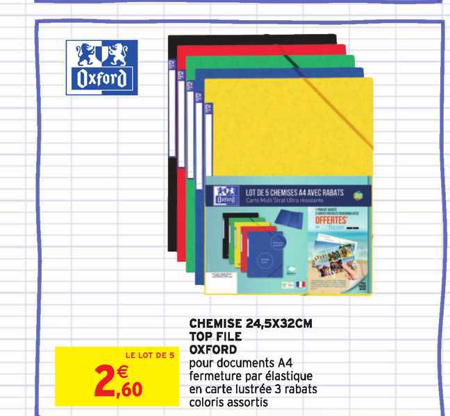 chemise 24.5x32 cm top file oxford