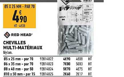 Chevilles Multi Matériaux Red Head