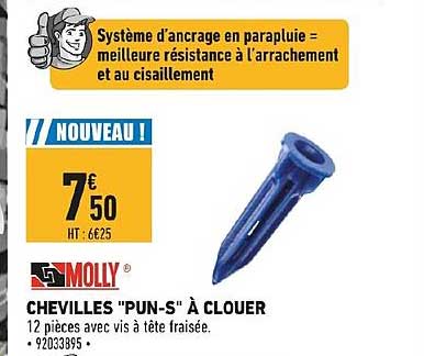 chevilles pun-s à clouer molly