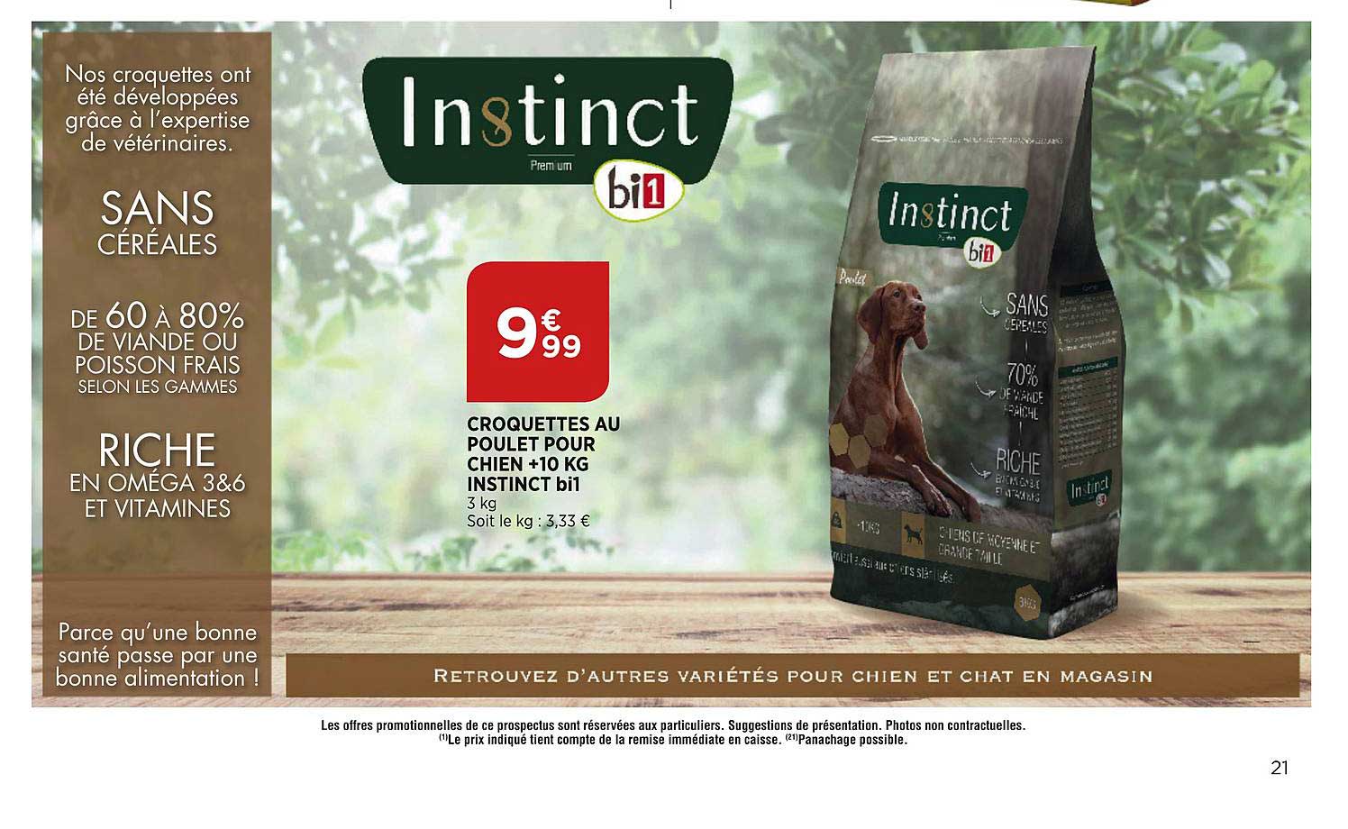 croquettes au poulet pour chien +10kg instict bi1