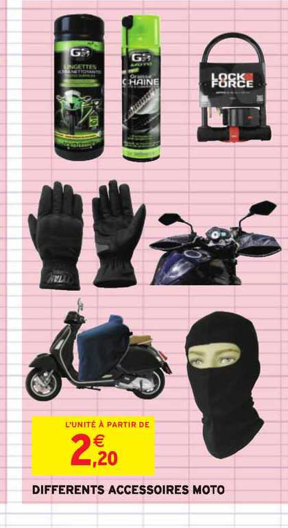 différents accessoires moto