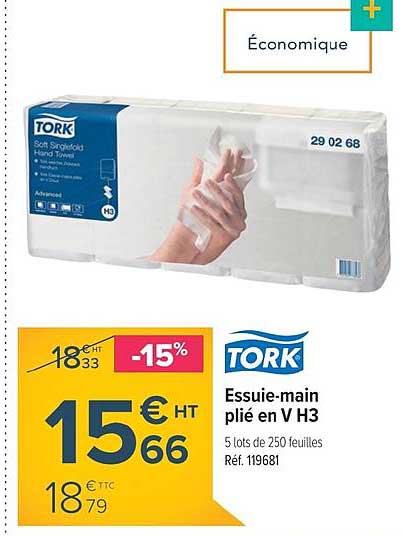 essuie main plié en v h3 tork