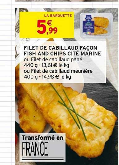 filet de cabillaud façon fisch and chips cité marine
