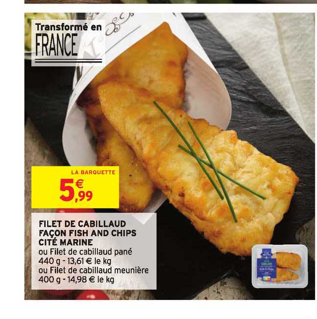 filet de cabillaud façon fish and chips cité marine