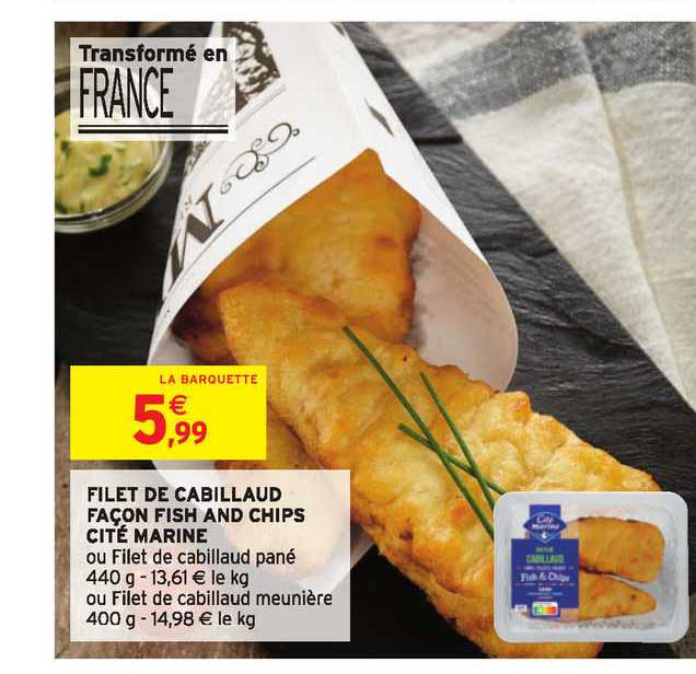 filet de cabillaud façon fish and chips cité marine
