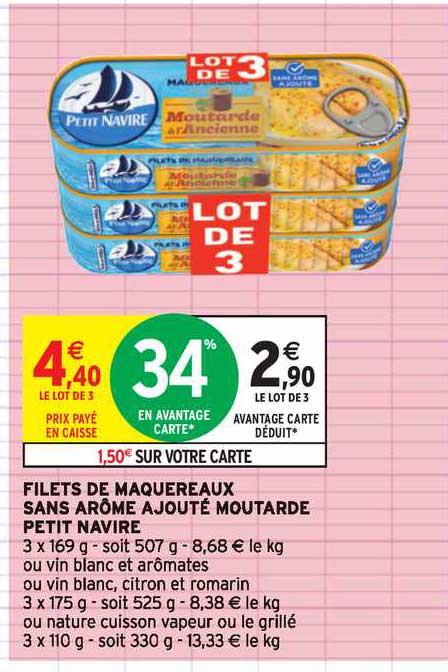 filets de maquereaux sans arôme ajouté moutarde petit navire