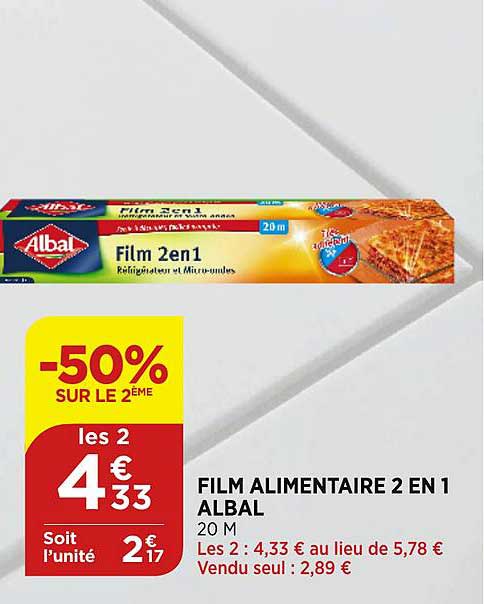 film alimentaire 2en1 albal -50% sur le 2e