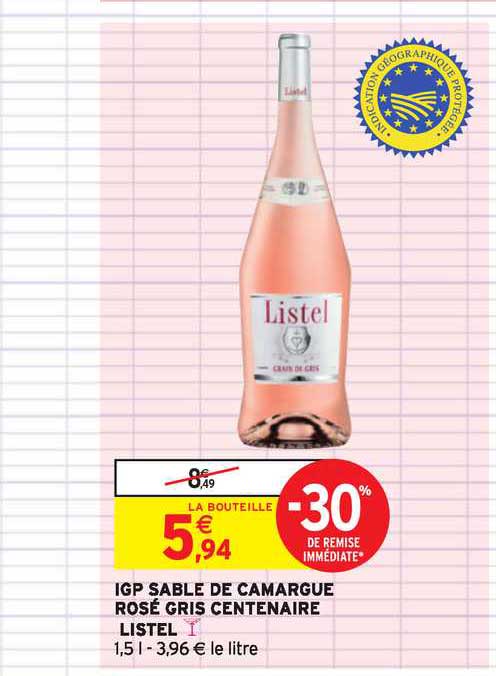 Igp Sable De Camargue Rosé Gris Centenaire Listel -30% De Remise Immédiate