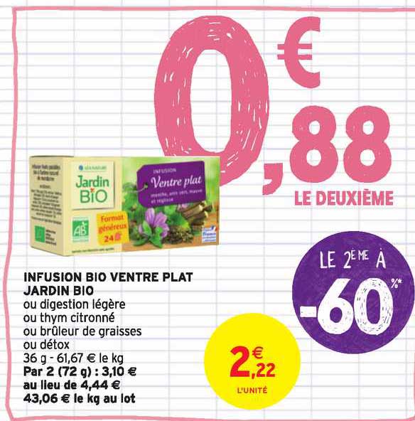 infusions bio ventre plat jardin bio  le 2e à -60%