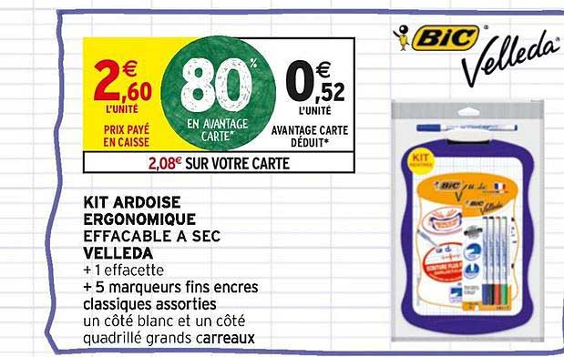 Kit Ardoise Ergonomique Effaçable à Sec Velleda