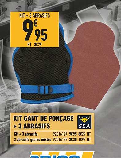 kit gant de ponçage + 3 abrasifs sea