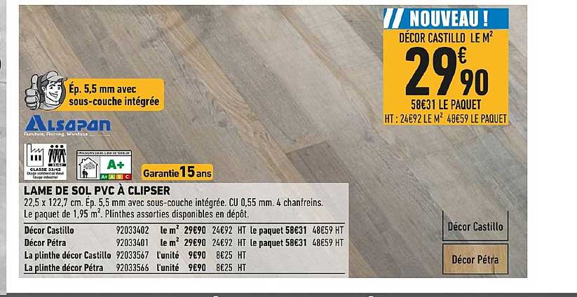 lame de sol pvc à clipser alsapan