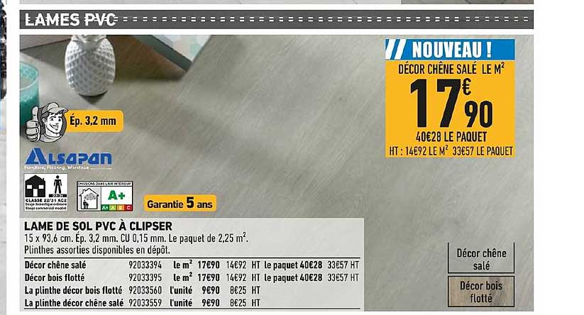 lame de sol pvc à clipser alsapan