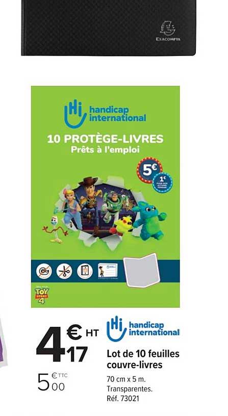 lot de 10 feuilles couvre livres handicap international