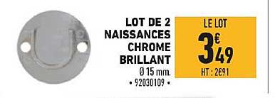 lot de 2 naissances chrome brillant
