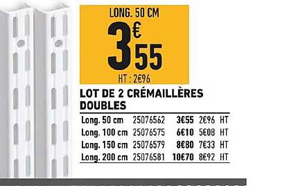 lot de crémaillères doubles