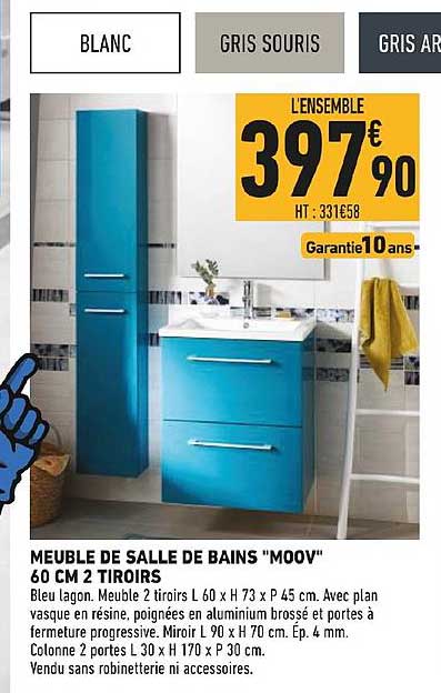 Meuble De Salle De Bains Moov 60 Cm 2 Tiroirs