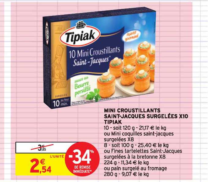 mine croustillants saint jacques surgelées tipiak -34% de remise immédiate
