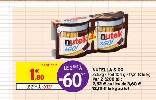 Nutella & Go Le 2e à -60%