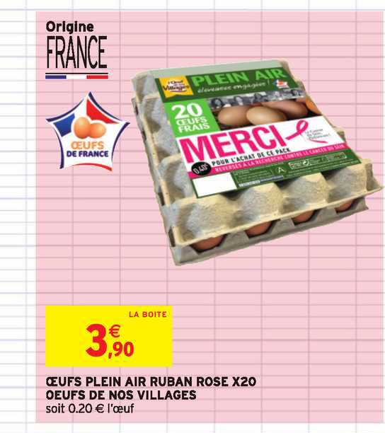 oeufs plein air ruban rose x20 oeufs de nos villages