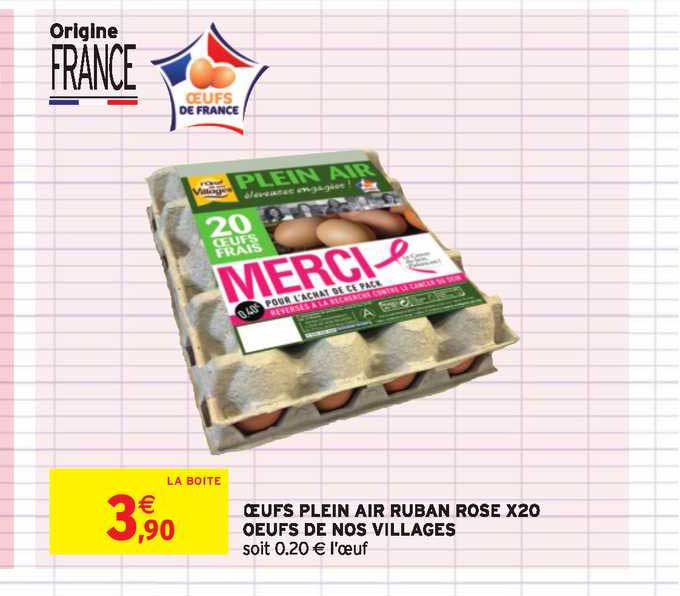 oeufs plein air ruban rose x20 oeufs de nos villages