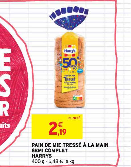 pain de mie tressé à la main semi complet harrys