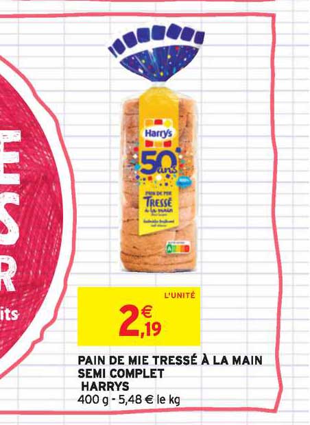 pain de mie tressé à la main semi complet harrys