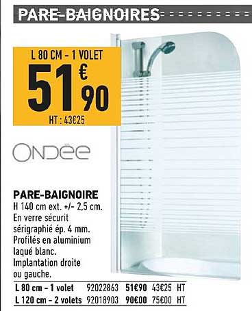 pare baignoire ondée