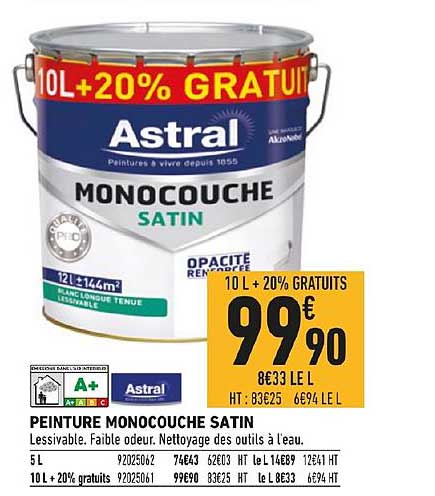 peinture monocouche satin astral