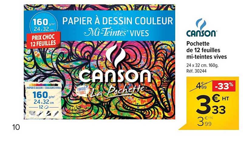 pochette de 12 feuilles mi teintes vives