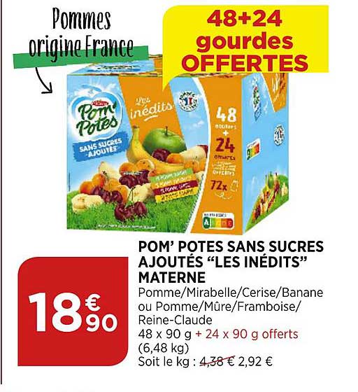 pom potes sans sucres ajoutés les inédits materne