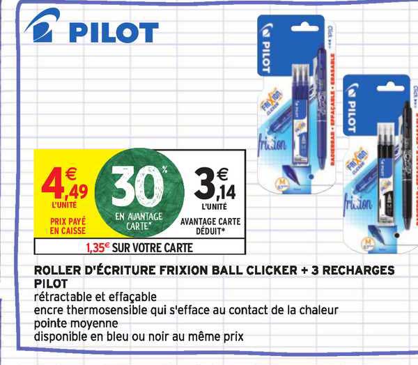 Roller D écriture Frixion Ball Clicker + 3 Recharges Pilot