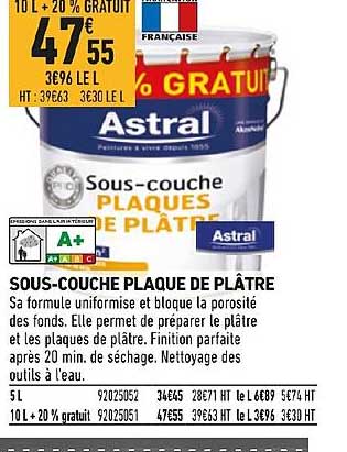 sous couche plaque de plâtre astral