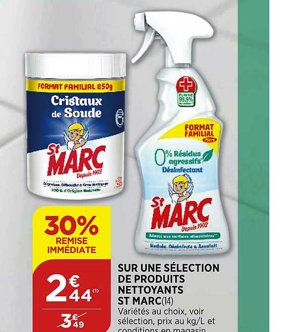 sur une sélection de produits nettoyants st marc 30% de remise immédiate
